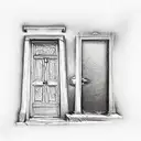 antique door tattoo design idea