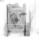 antique door tattoo design idea
