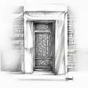 antique door tattoo design idea
