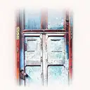 antique door tattoo design idea