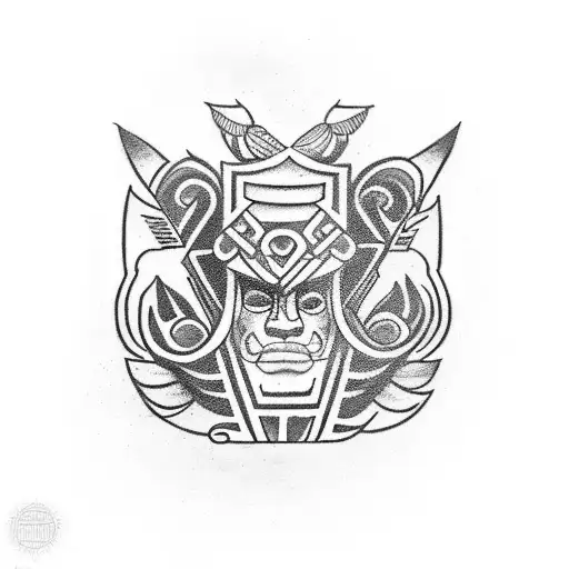 Tattoo design Polynesian style for upper left arm representing strength, resilience, calm, fear and happiness tattoo design idea