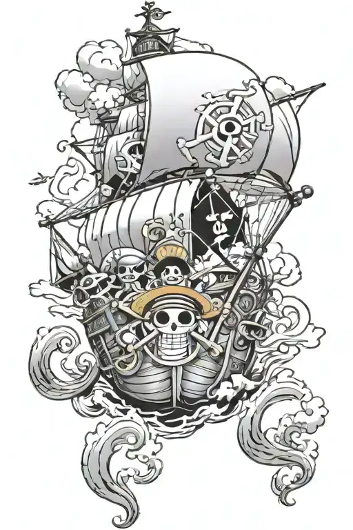 one piece sunny ship tattoo design idea