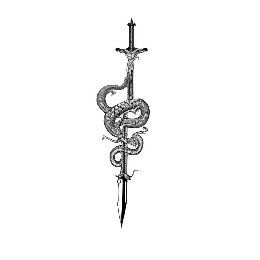 a sword with a snake on it tattoo design idea