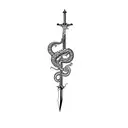 a sword with a snake on it tattoo design idea