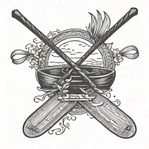 Tattoo with two rowing oars crossed and “1946-2018” underneath tattoo design idea