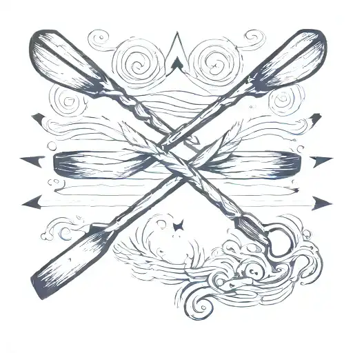 Tattoo with two rowing oars crossed and “1946-2018” underneath tattoo design idea