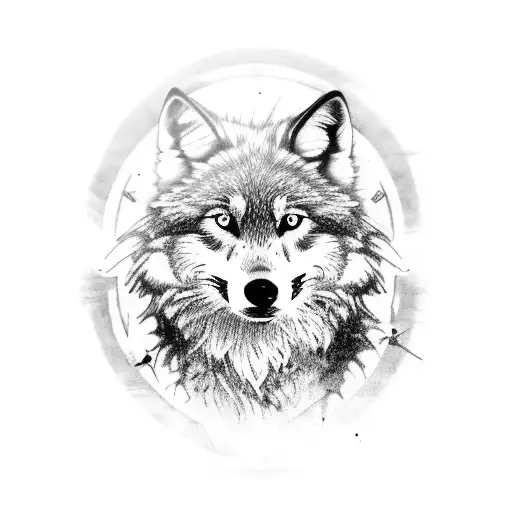 scottish wolf on hind legs, sideways tattoo design idea
