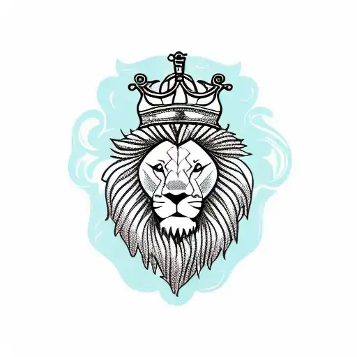 Scottish lion with a crown, smoking a tabacco pipe  tattoo design idea