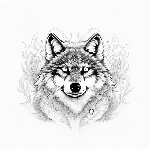 scottish wolf salient, smoking a pipe tattoo design idea