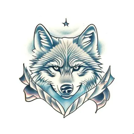 Scottish wolf tattoo design idea