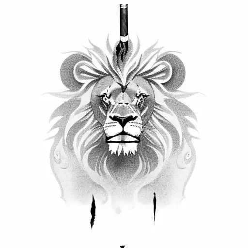 lion smoking a Tabacco pipe tattoo design idea