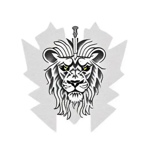 Scottish lion in a knights helmet  tattoo design idea