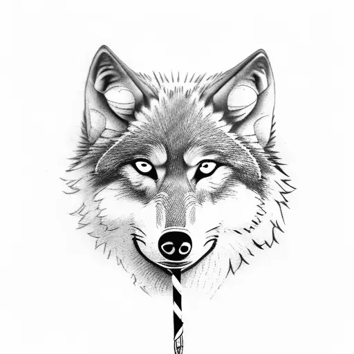 Wolf smoking a tabacco pipe tattoo design idea