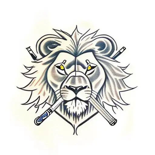 Scottish lion with a tabacco pipe tattoo design idea