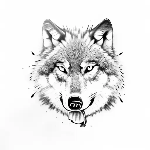 wolf holding a tabacco pipe in its mouth tattoo design idea