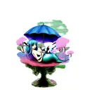 mermaid with fairy wings reading fairytales, under a magic umbrella  tattoo design idea