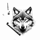 Wolf, Billiard Pipe tattoo design idea