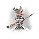 tabacco pipe with native american feathers  tattoo design idea