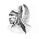 tabacco pipe with native american feathers  tattoo design idea
