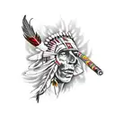 tabacco pipe with native american feathers  tattoo design idea