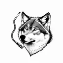 Wolf smoking a tabacco pipe tattoo design idea