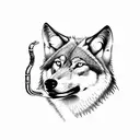 Wolf smoking a tabacco pipe tattoo design idea