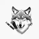 Wolf smoking a tabacco pipe tattoo design idea