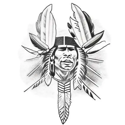 Native american wrestling an alligator  tattoo design idea