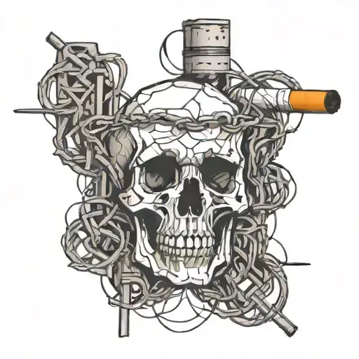 barbed wire and a cigarette in tattoo design idea
