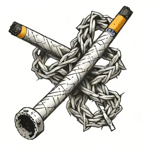 barbed wire and a cigarette in tattoo design idea