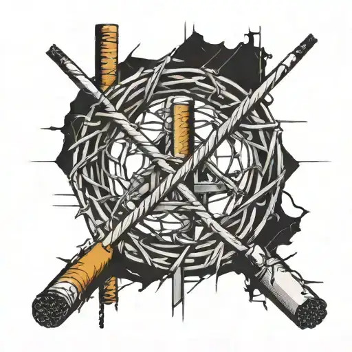barbed wire and a cigarette tattoo design idea