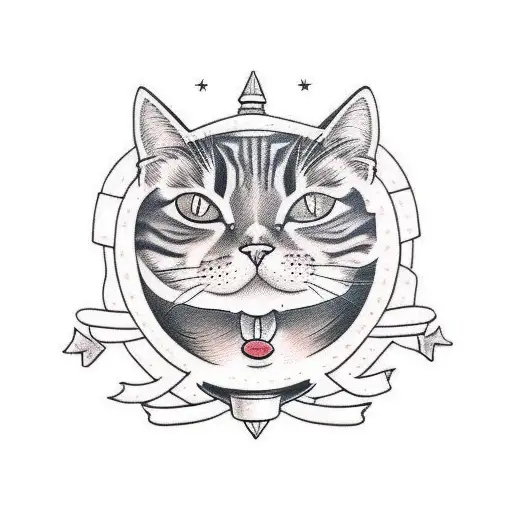 ginger cat tattoo design idea