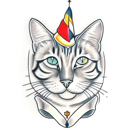 long ginger cat for hand tattoo design idea