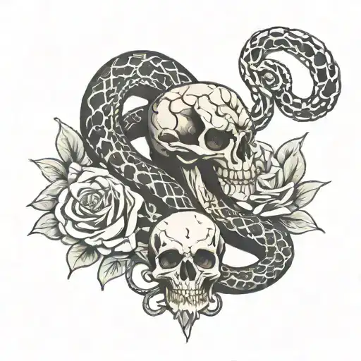 collarbone with snake and skull tattoo design idea