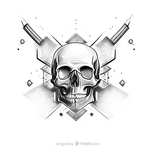 simple thick skull tattoo design idea