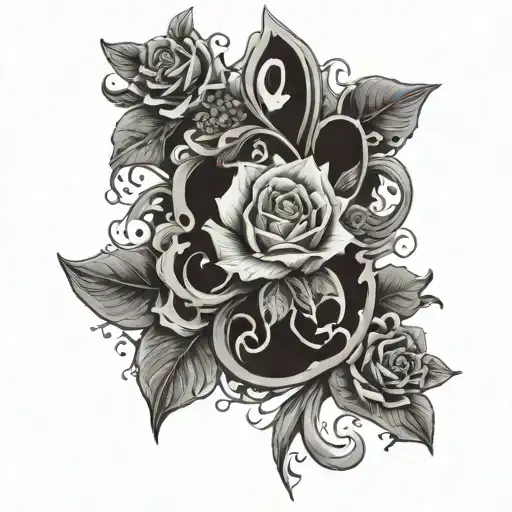 Ouija board flowers intertwined tattoo design idea