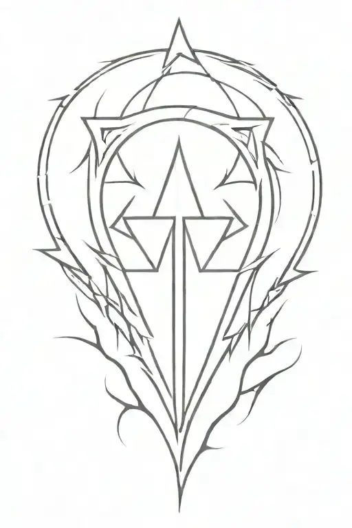 trishul trident with thunder lightning tattoo design idea