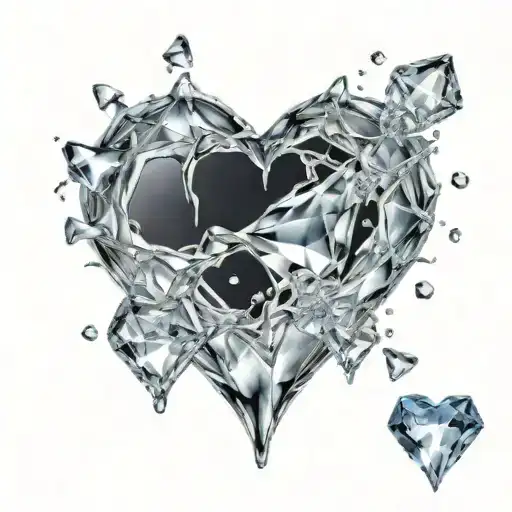 A heart made of ice shards, slowly melting into water droplets tattoo design idea