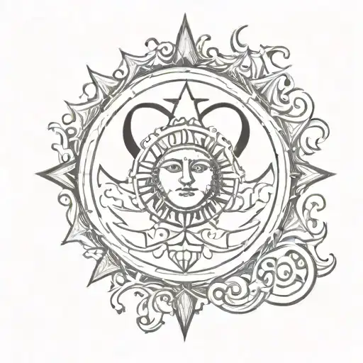 moon and sun tarot card simbols  tattoo design idea