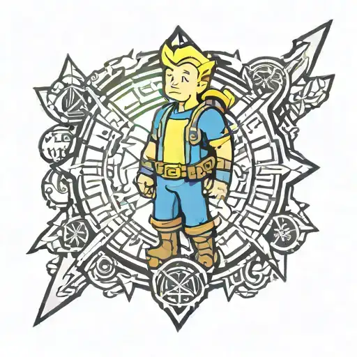 fallout vault boy norse runes tattoo design idea