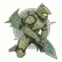 Halo master chief  norse runes tattoo design idea