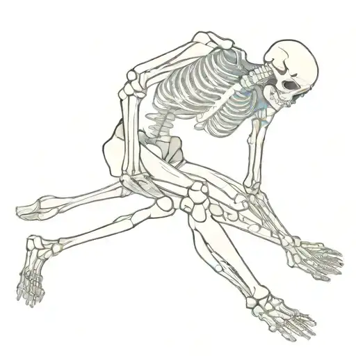 skeleton lying down with head propped up by left hand with a book in the right hand help at eye level.  tattoo design idea
