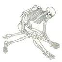 skeleton lying down with head propped up by left hand with a book in the right hand help at eye level.  tattoo design idea