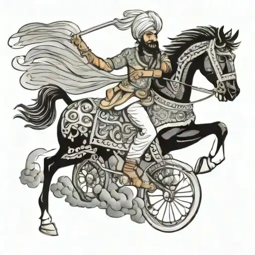 punjabi warrior riding tattoo design idea