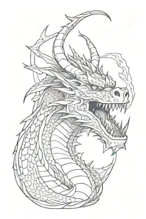 angry dragon breathing fire tattoo design idea