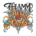 text that says "Aham, yes. jon" tattoo design idea