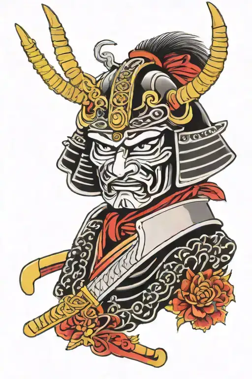 samurai mask tattoo design idea