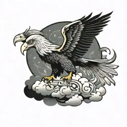 cloud, eagle, flight,humble, time, positive, coding, Hanuman ji, usa, happy, moon , sun, star, maths  tattoo design idea