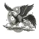 cloud, eagle, flight,humble, time, positive, coding, Hanuman ji, usa, happy, moon , sun, star, maths  tattoo design idea