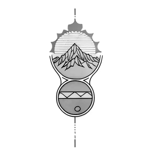 twin peaks with sun setting in between tattoo design idea